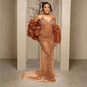 Elegant Brown Evening Gown